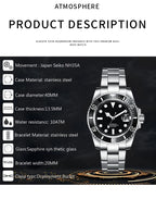 Corgeut Reloj Custom Logo Men's Mechanical Automatic Wristwatch NH35 Movement 40mm Dial 100M Waterproof Sapphire Glass DIY