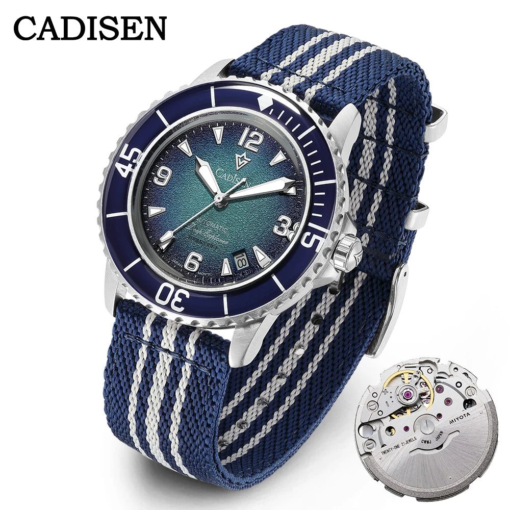 CADISEN Deep Explorer 2025 New Automatic Mechanical Watch Man Canvas Strap Wristwatch MIYOTA  Luxury Luminous Waterproof Watches