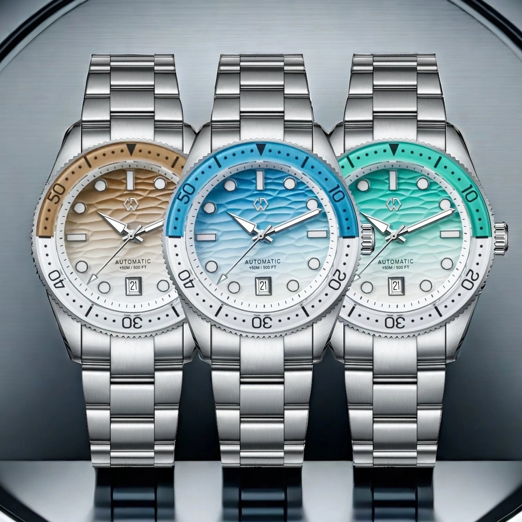 WISHDOIT New 40mm Luxury Diver Watch Texture Men's Watches Automatic Mechanical Sapphire Waterproof 150 Meters Luminous