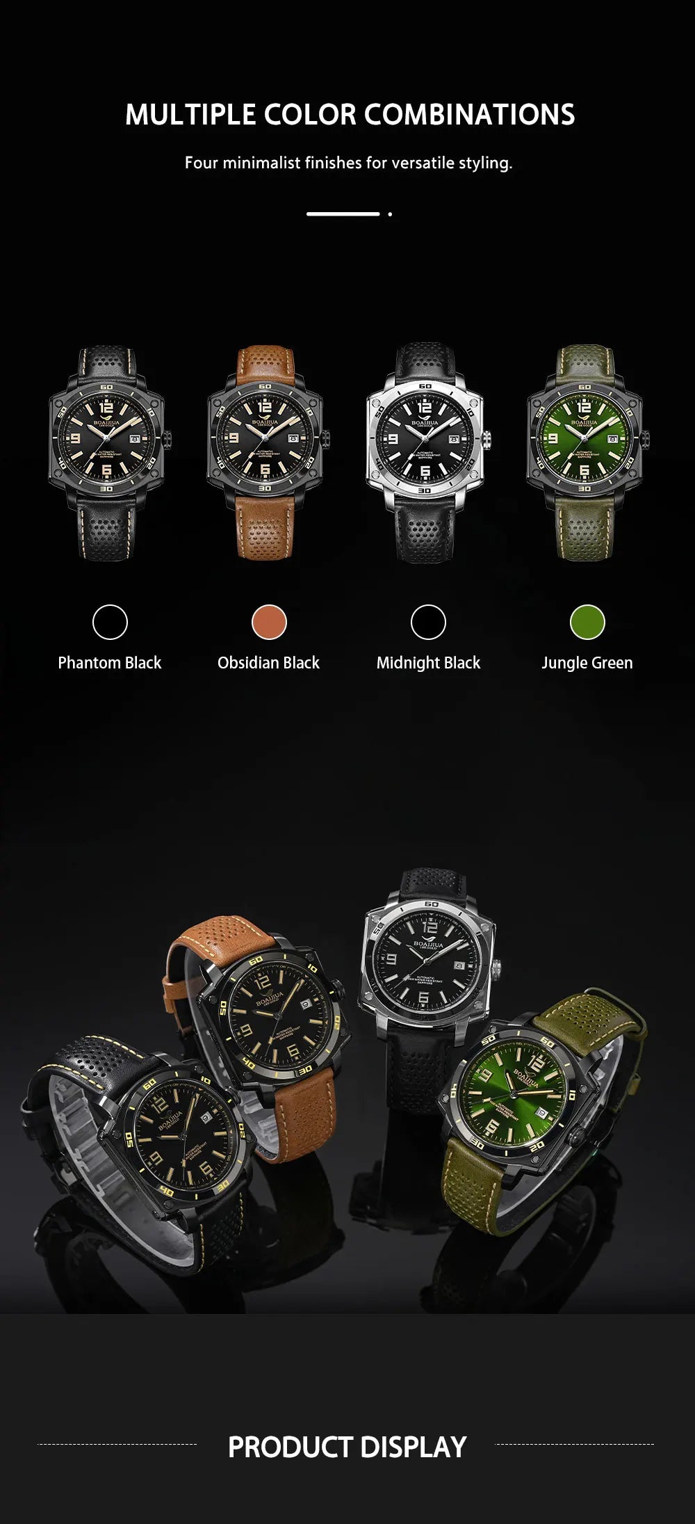 BOAIJIUA Fully Automatic Mechanical Men's Watch Original Design Mechanical Watches 50m Waterproof Luminous Wristwatch for Men