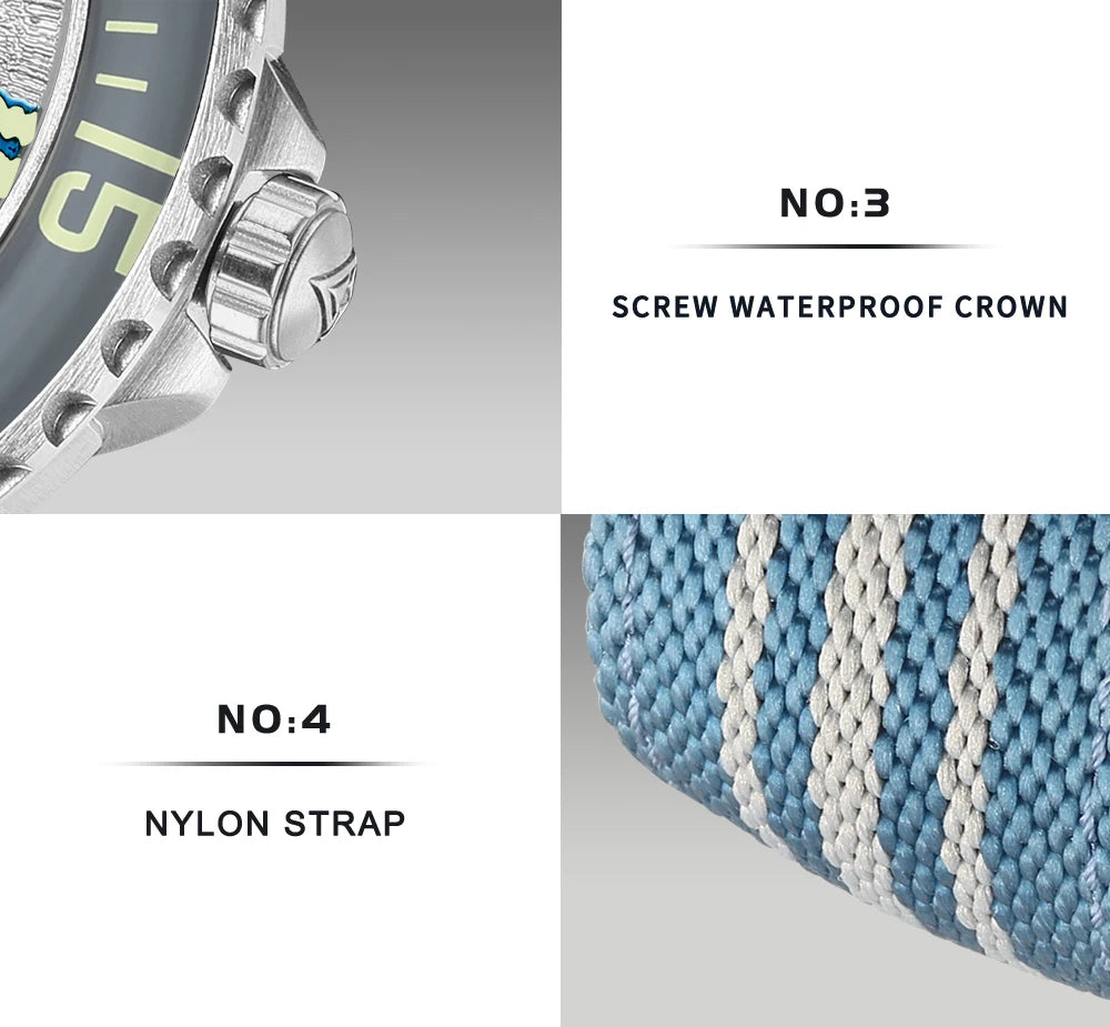 CADISEN Deep Explorer 2025 New Automatic Mechanical Watch Man Canvas Strap Wristwatch MIYOTA  Luxury Luminous Waterproof Watches