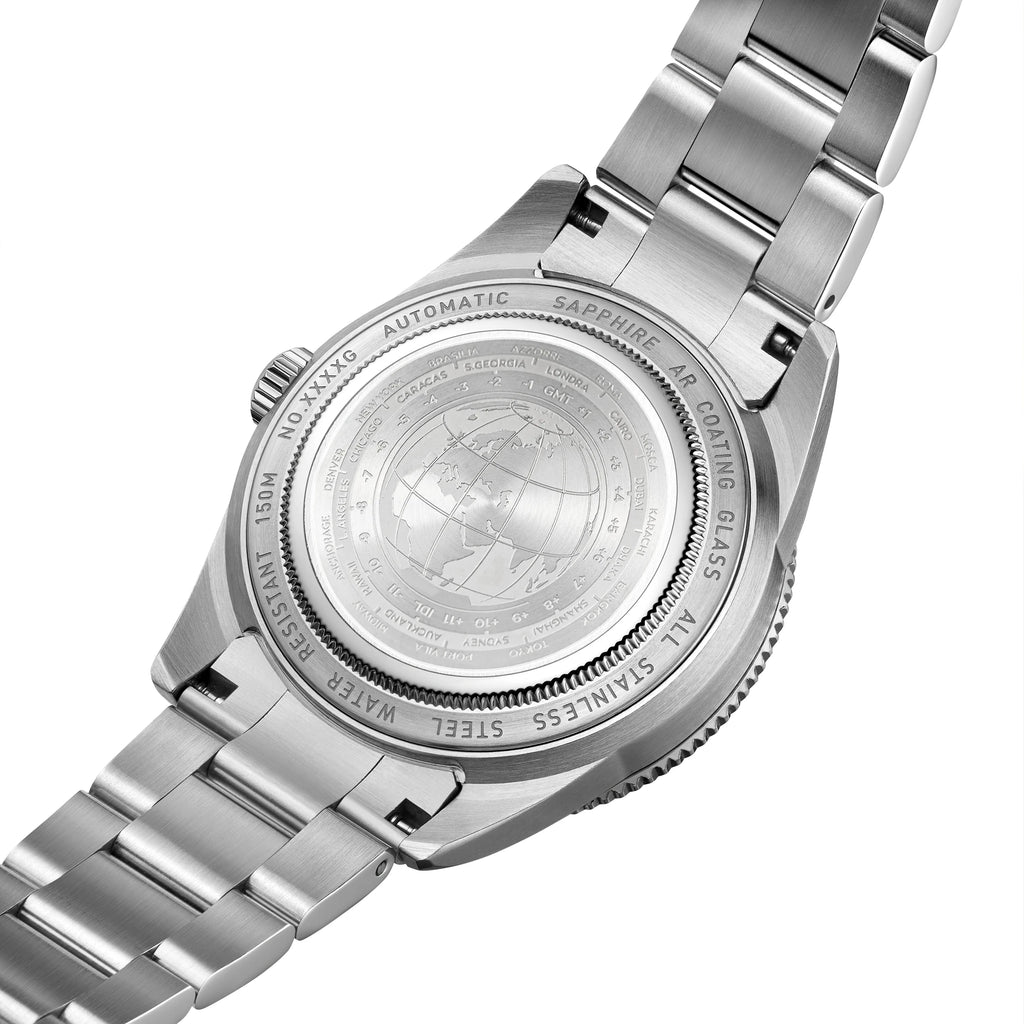 WISHDOIT New NH34 Men's Sports Automatic Mechanical GMT Sapphire Stainless Steel Waterproof 15 ATM With Rubber Strap