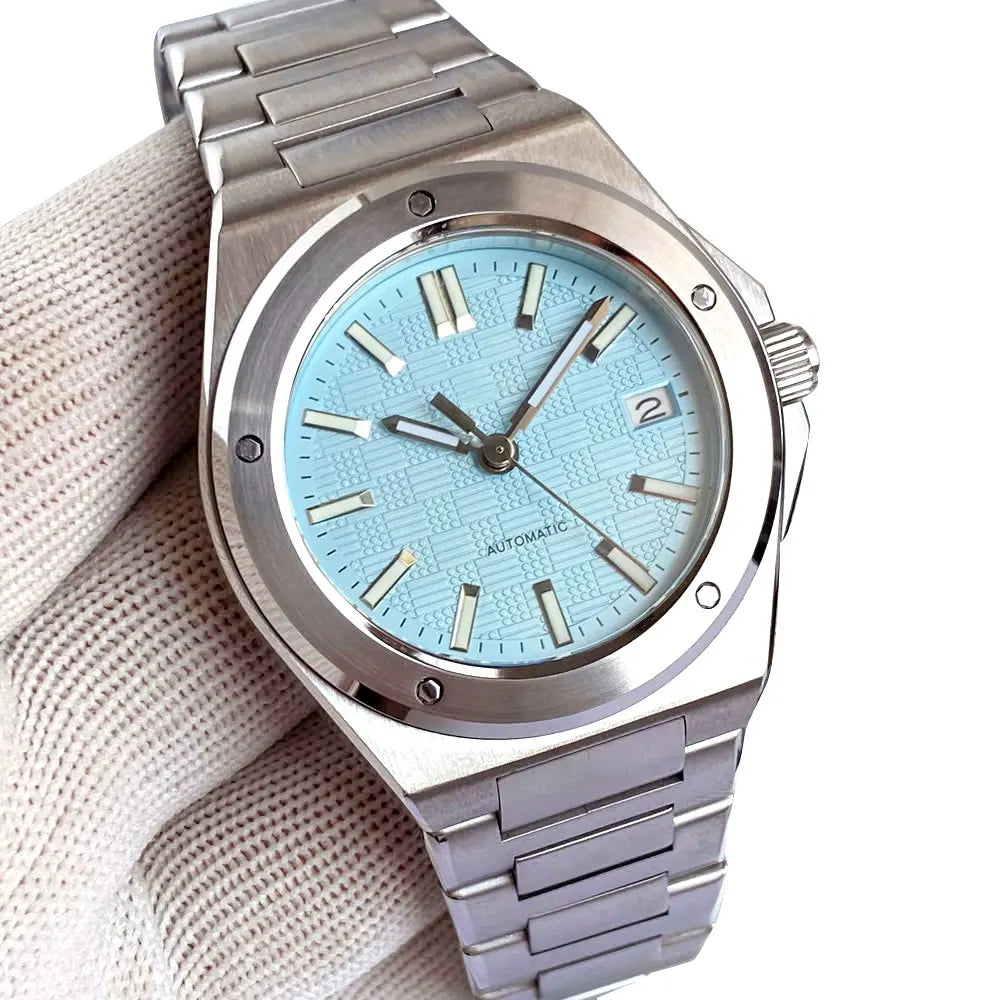 Tandorio 200M Diver 40mm Ice Blue Grid Dial Luminous NH35Automatic Men Watch Sapphire Glass Stainless Steel Bracelet