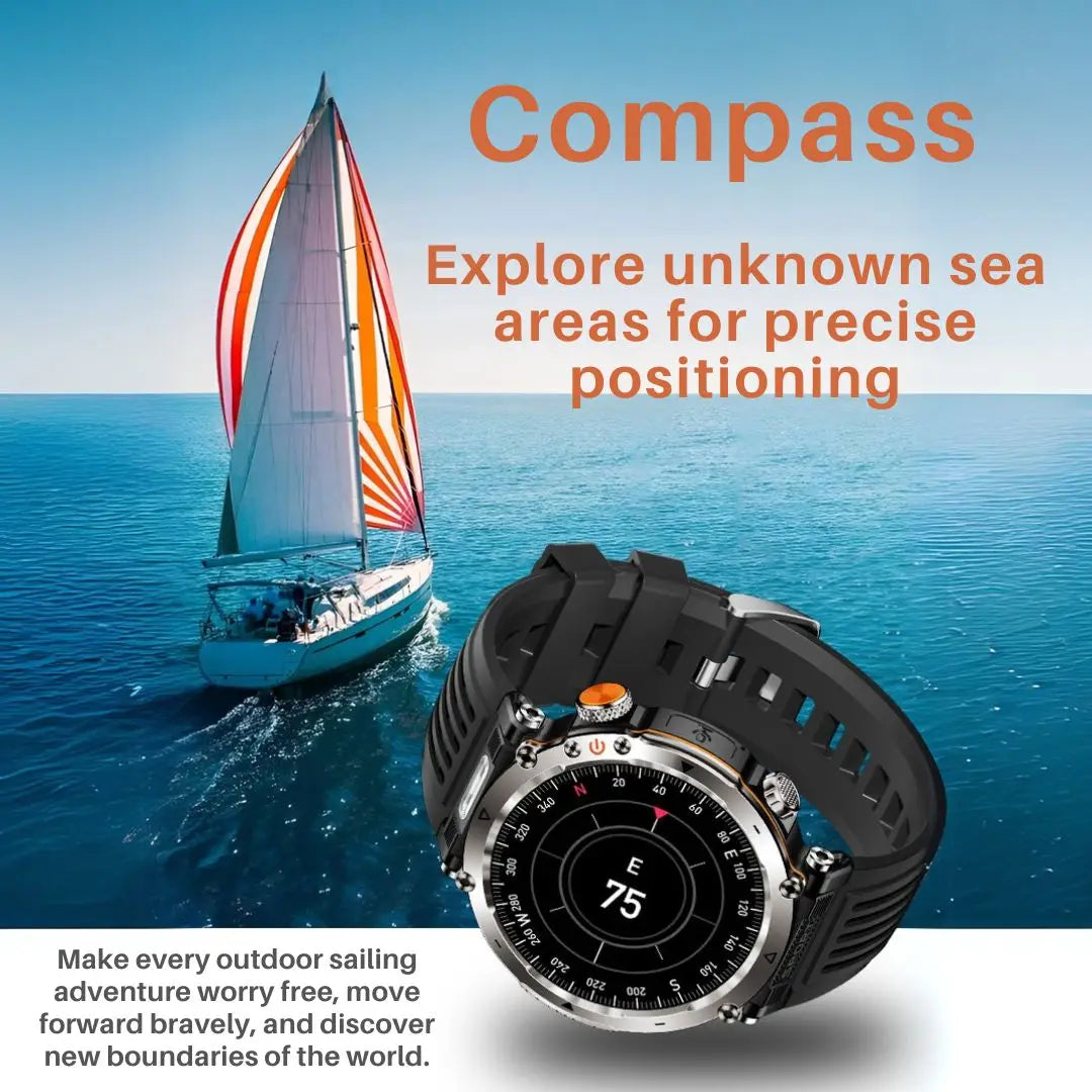 Smart Watch For Men, Smartwatch With Wireless Calling, LED Lighting, Outdoor Sports Watch With Compass For iPhone&Android Phone