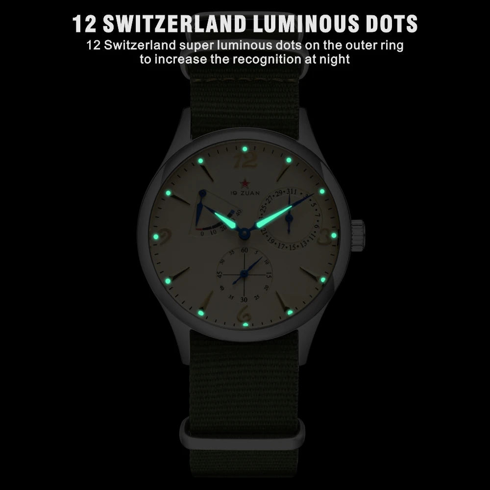 New 1963 40mm Mens Pilot Automatic Mechanical Watch Seagull ST17 Sapphire Crystal Waterproof Retro Style