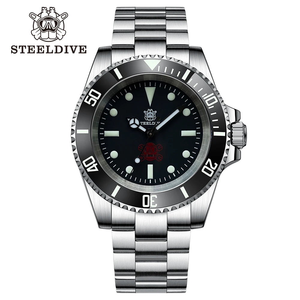 STEELDIVE SD1954 Black Dial 41MM Stainless Steel NH35 Automatic Movement What Ghost Mens 300M Dive Watch Reloj Sapphire Glass
