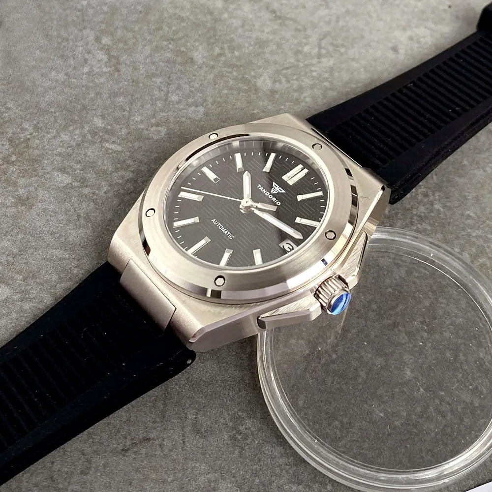 Tandorio 200M Diver 40mm Ice Blue Grid Dial Luminous NH35Automatic Men Watch Sapphire Glass Stainless Steel Bracelet