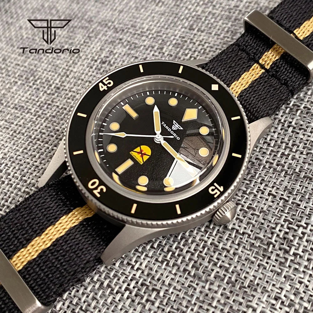 Tandorio Fashion Ghost Dial Luminous 50-Fathoms Style Dive Automatic NH35 Men's Watch Domed Sapphire 20ATM 40mm Sandblasted Case