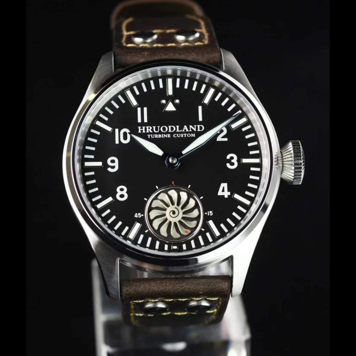 Hruodland 2025 New Men's Mechanical Watch Seagull ST3620 Retro Pilot 43MM Bgw-9 Luminous Sapphire Crystal Turbine Reloj Hombre