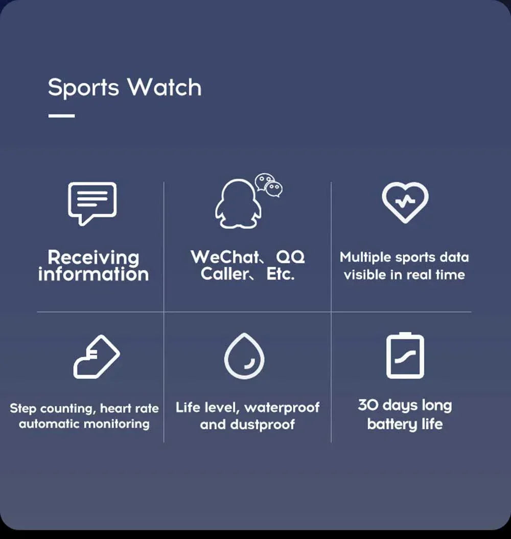 Smart Watch Y68: Color Screen Fitness Tracker w/ Step Count, 12 Sports Modes, Notification Reminder, Camera/Music Remote