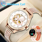 smartwatch for women supports wireless calls, over 100 sports modes and fitness tracking. It features music contr