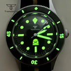 Tandorio Fashion Ghost Dial Luminous 50-Fathoms Style Dive Automatic NH35 Men's Watch Domed Sapphire 20ATM 40mm Sandblasted Case