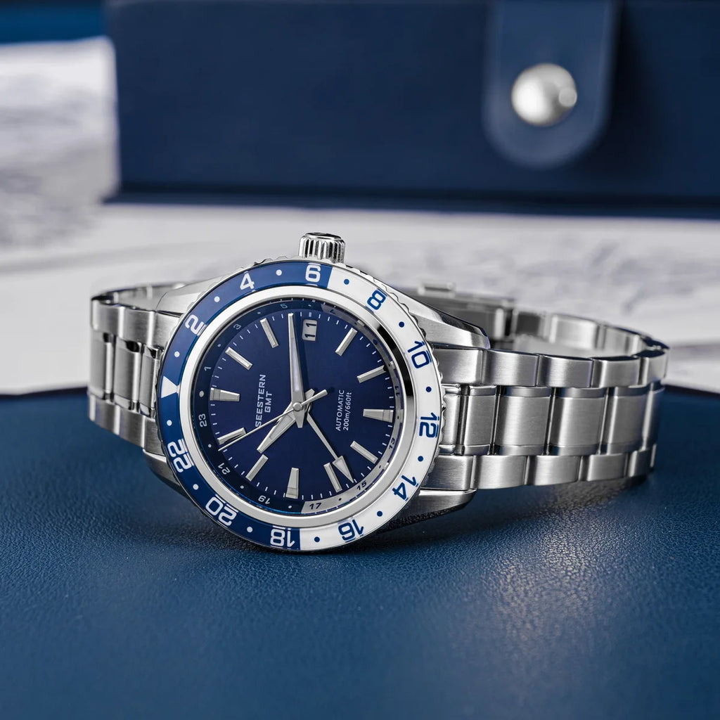 SEESTERN Men of Watch Office GMT Automatic NH34 Movement Sapphire Glass Bezel 20bar Waterproof Diver Mechanical Wristwatch S456