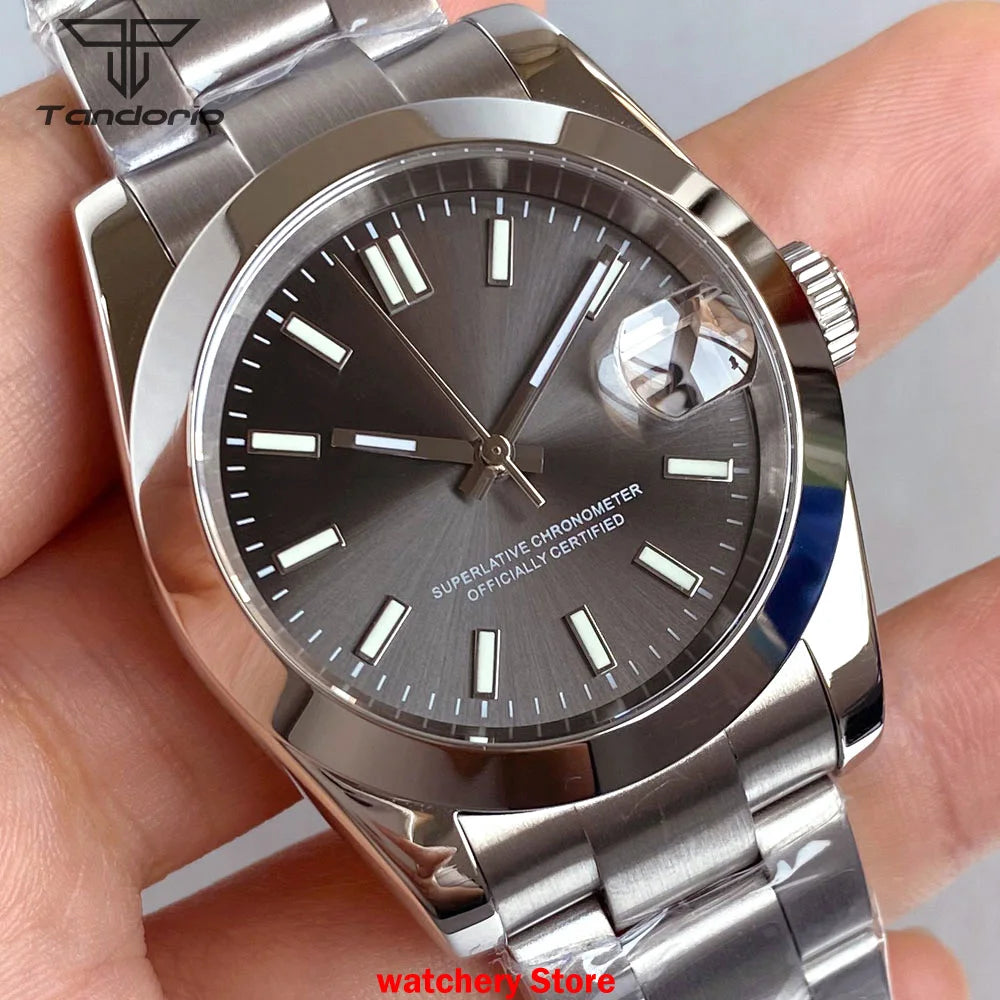 Tandorio Mechanical Watches Mother of Pearl Dial Sapphire Glass NH35 Movement For Datejust Style 200m Waterproof Men's Watches