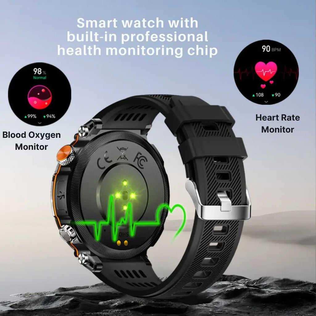 Smart Watch For Men, Smartwatch With Wireless Calling, LED Lighting, Outdoor Sports Watch With Compass For iPhone&Android Phone