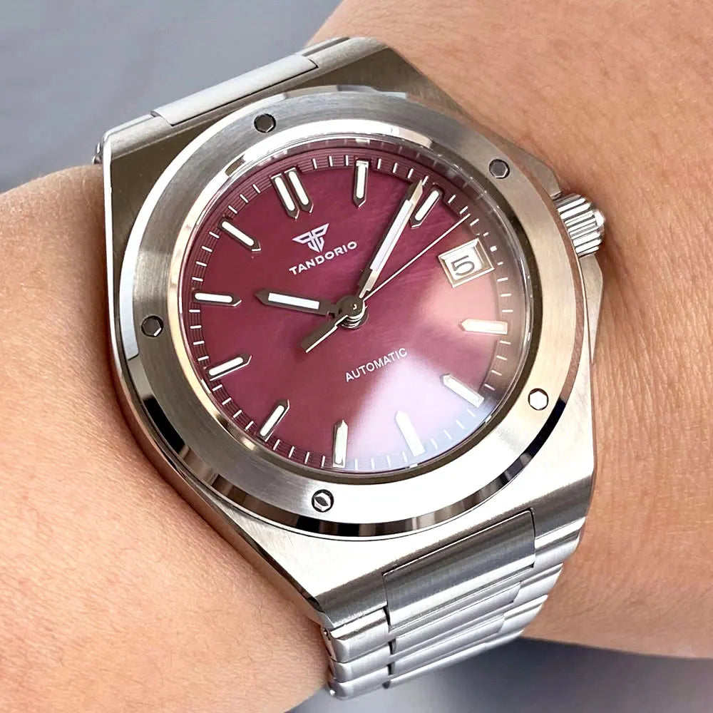 Tandorio Light Blue Mother of Pearl 40mm Sapphire Crystal Glass 100m Waterproof Japan NH35A Automatic Men Mechanical watch