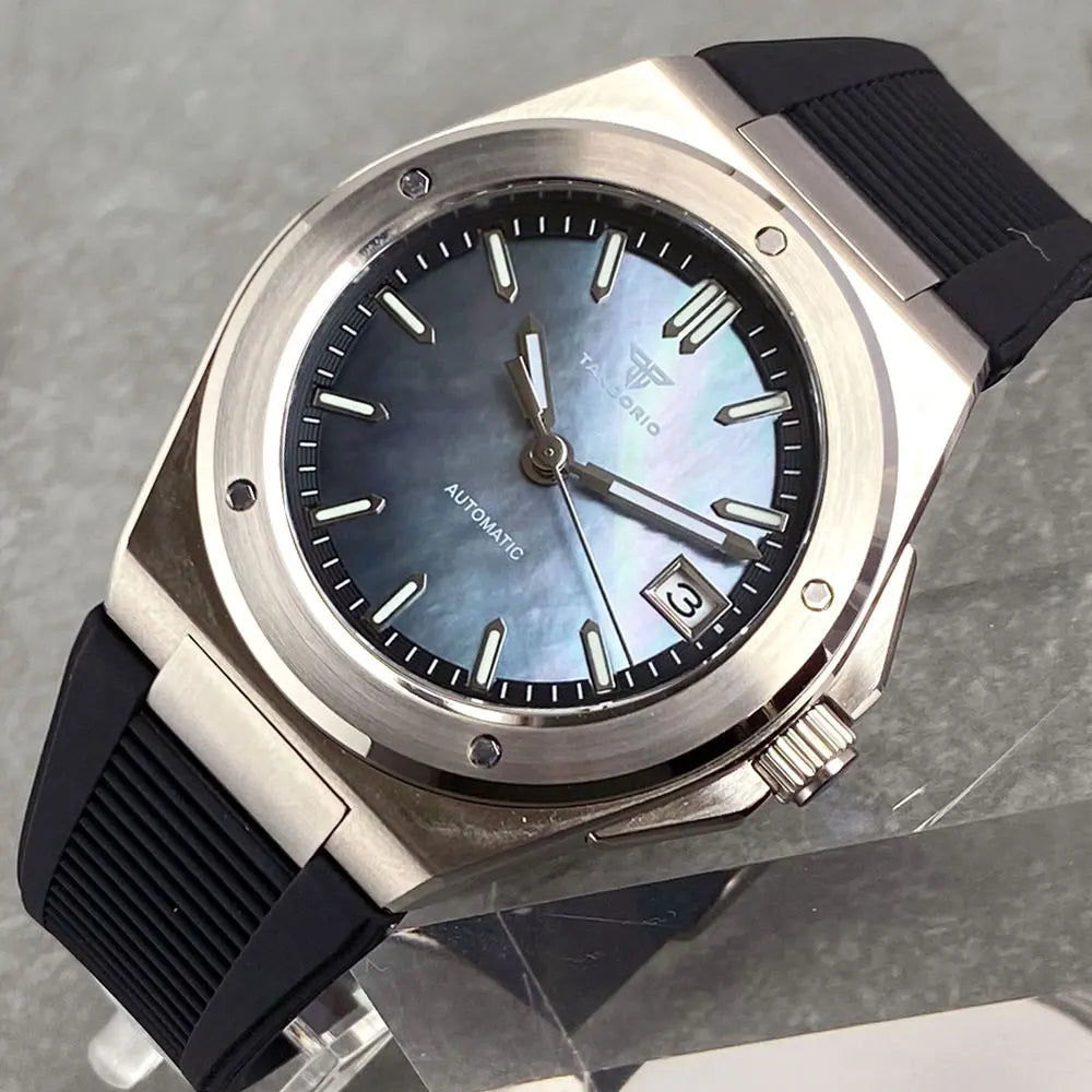 Tandorio Light Blue Mother of Pearl 40mm Sapphire Crystal Glass 100m Waterproof Japan NH35A Automatic Men Mechanical watch