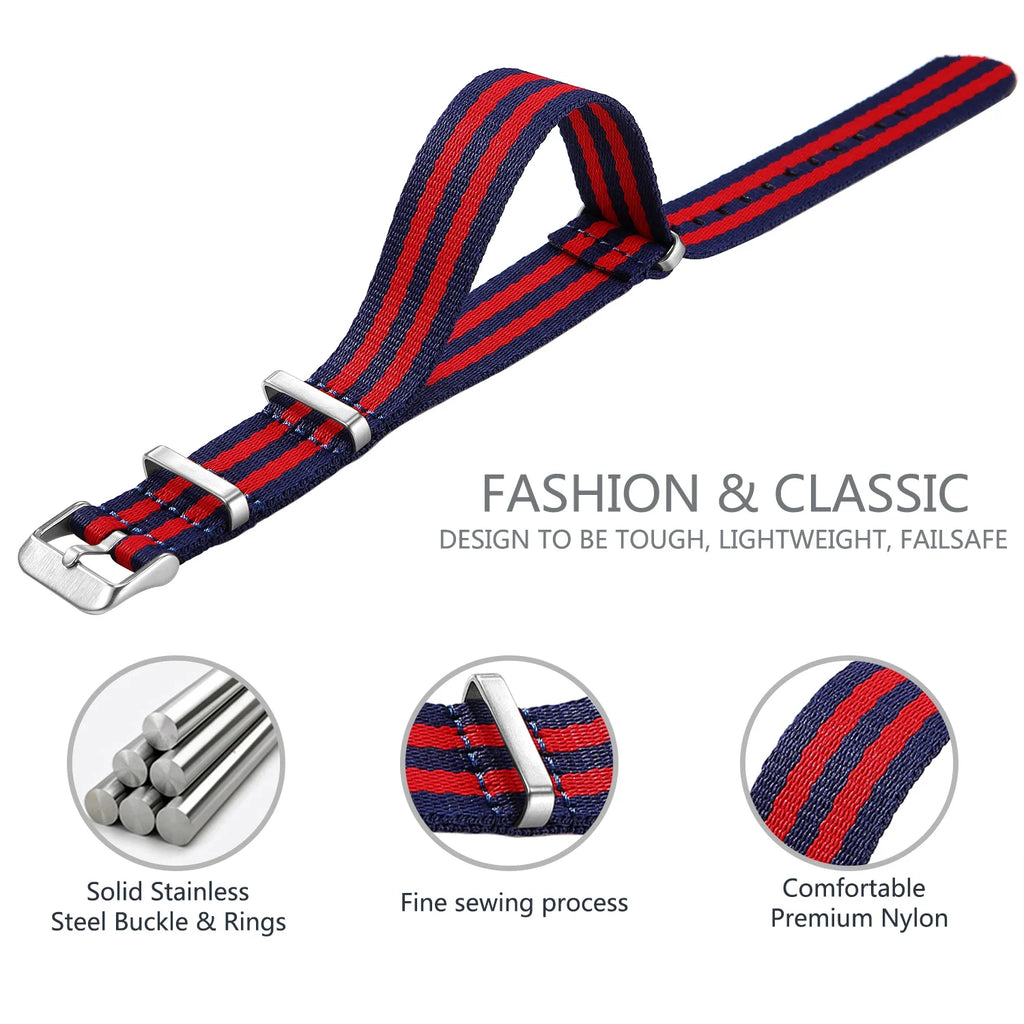 Nylon Watch Band 20mm 22mm Comfortable Watch Straps Loop Military Washable Blet for Men Watchbands