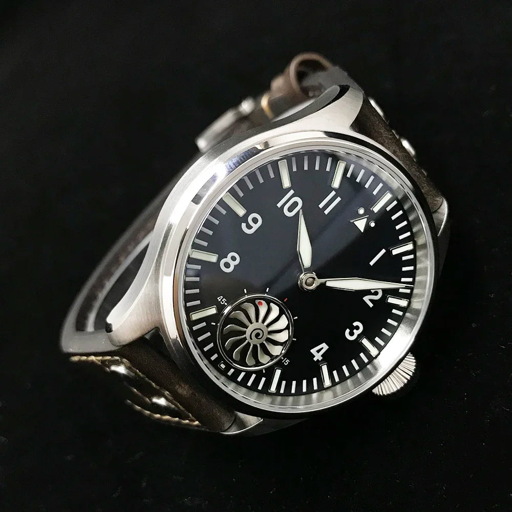 Hruodland 2025 New Men's Mechanical Watch Seagull ST3620 Retro Pilot 43MM Bgw-9 Luminous Sapphire Crystal Turbine Reloj Hombre