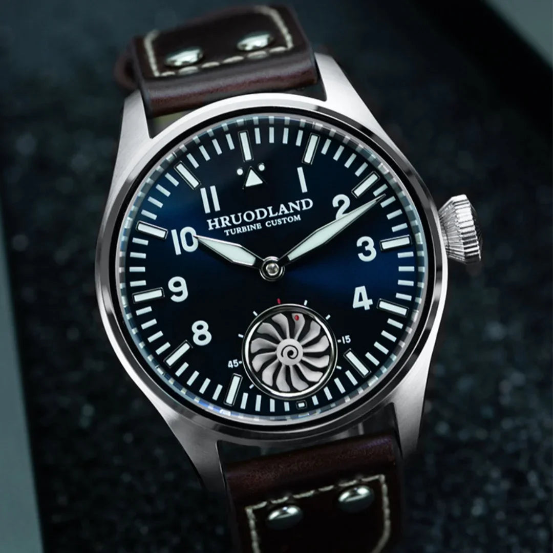 Hruodland 2025 New Men's Mechanical Watch Seagull ST3620 Retro Pilot 43MM Bgw-9 Luminous Sapphire Crystal Turbine Reloj Hombre