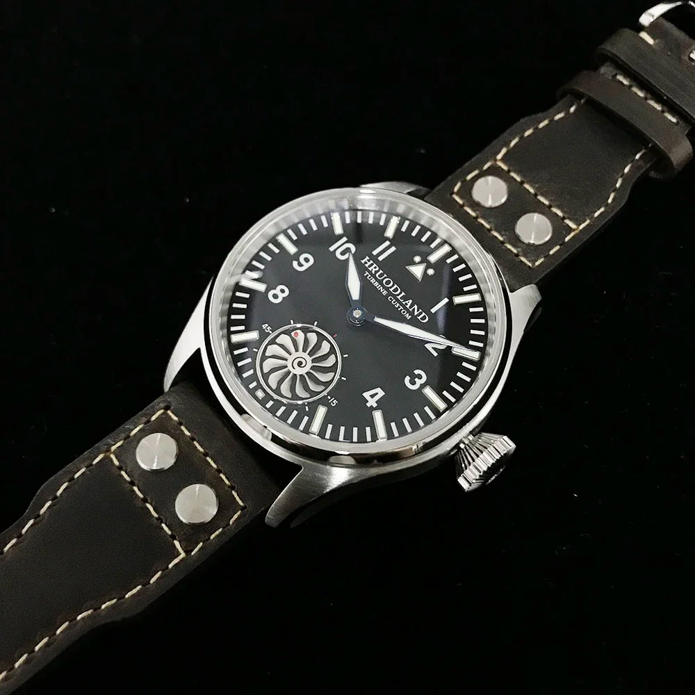 Hruodland 2025 New Men's Mechanical Watch Seagull ST3620 Retro Pilot 43MM Bgw-9 Luminous Sapphire Crystal Turbine Reloj Hombre