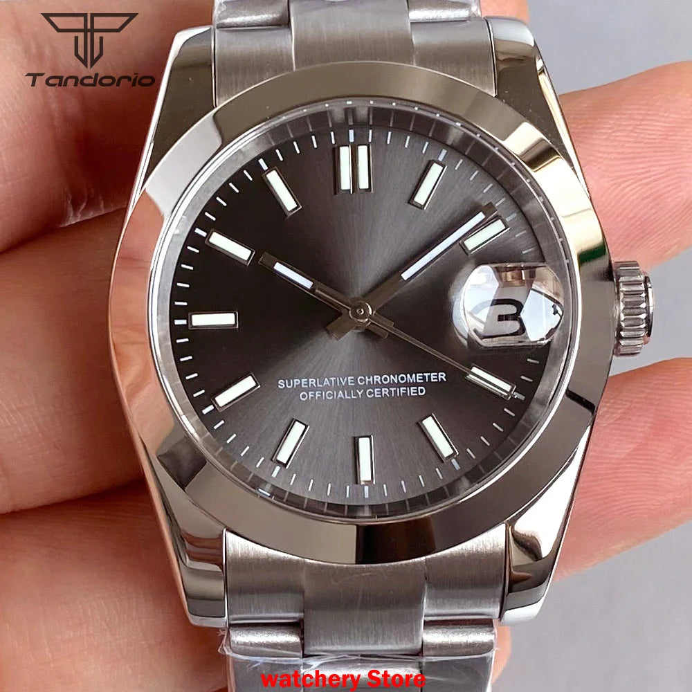 Tandorio Mechanical Watches Mother of Pearl Dial Sapphire Glass NH35 Movement For Datejust Style 200m Waterproof Men's Watches