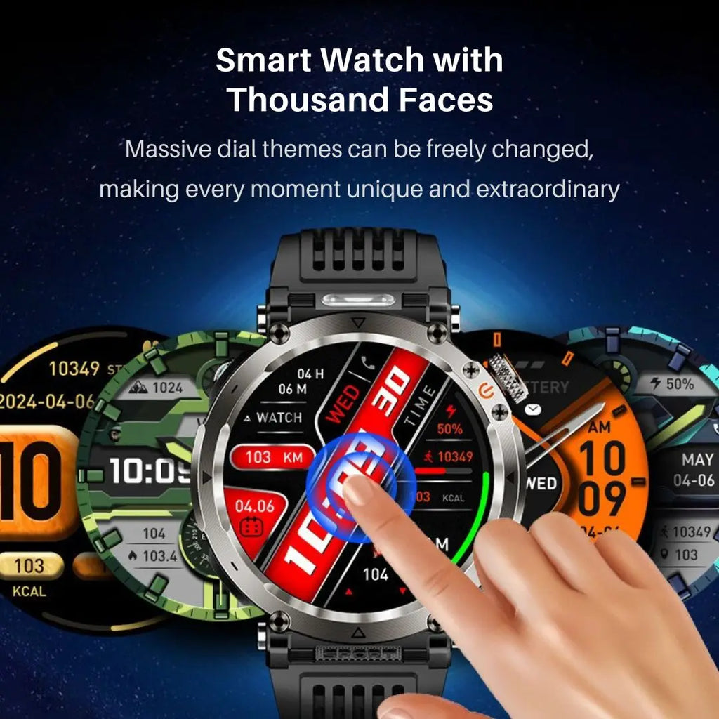 Smart Watch For Men, Smartwatch With Wireless Calling, LED Lighting, Outdoor Sports Watch With Compass For iPhone&Android Phone