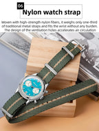 ADDIESDIVE Men's Quartz Chronograph Watch Luminous Bubble Glass 100m Waterproof Nylon Strap Watches For Man AD2095 Fashion Watch
