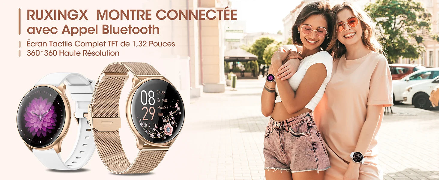 Smart watch for women with phone function, 1.39 inch HD full touch screen with monitor, menstrual cycle, sleep monitoring, pedom