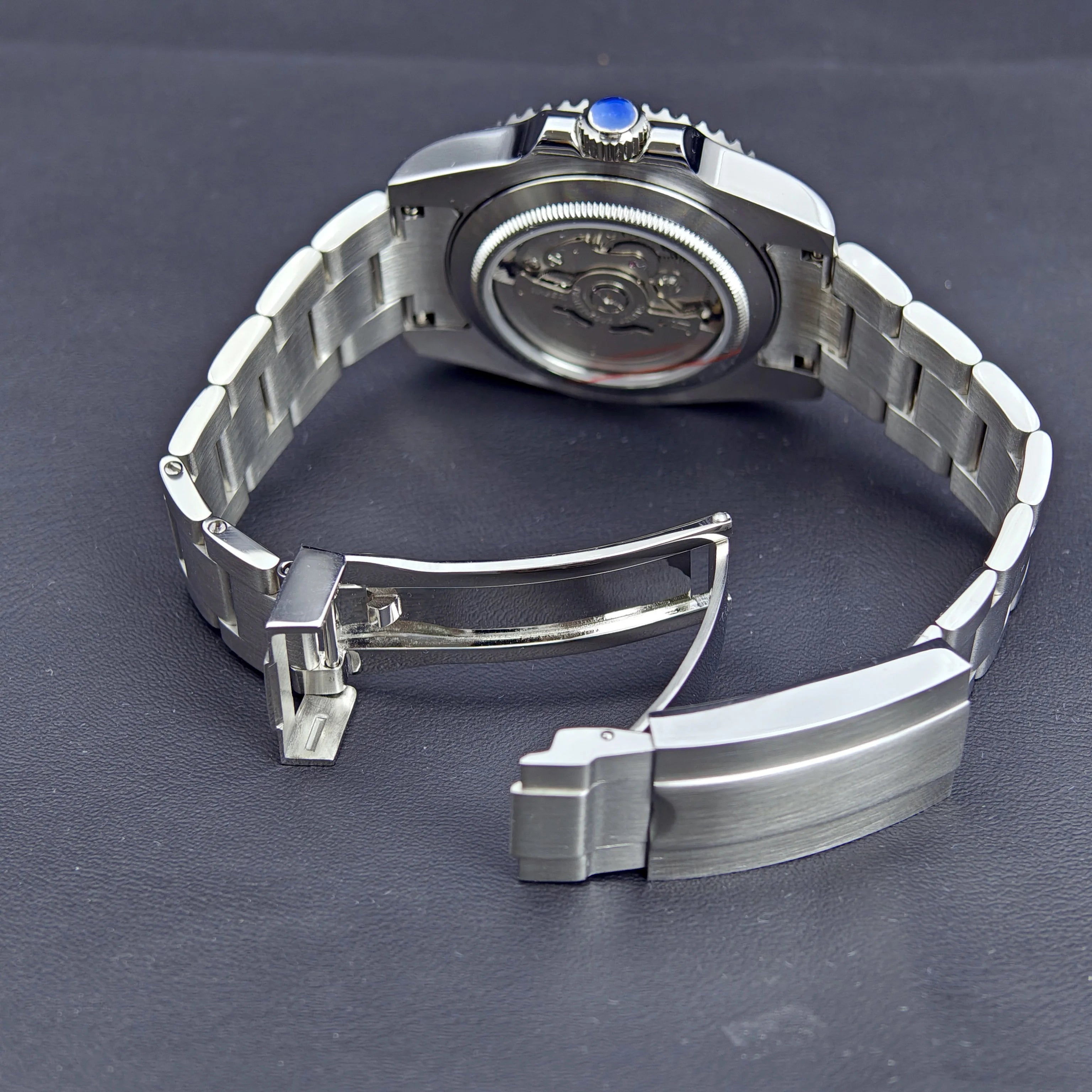 CORGEUT  DIY Custom Luxury Men's Automatic Watch 40mm Ceramic Bezel 100m Diving Sapphire Mirror Wave Pattern Dial reloj