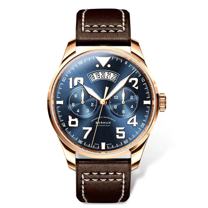 BORMAN BM3851 Mens Automatic Watches Panda 42mm Mechanical Wristwatch Waterproof Luminous Sapphire Miyota 9122 Week Date Month