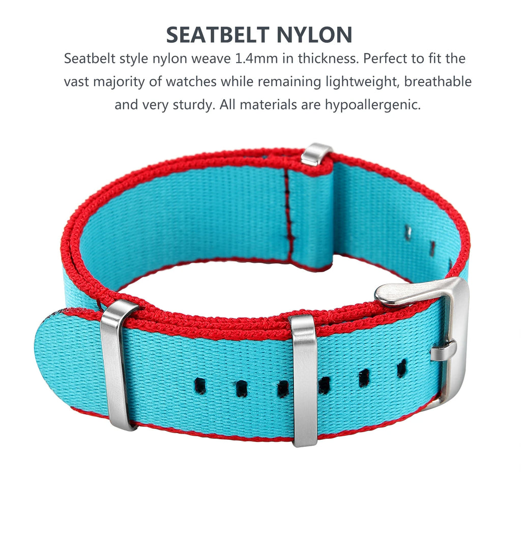 Nylon Watch Band 20mm 22mm Comfortable Watch Straps Loop Military Washable Blet for Men Watchbands