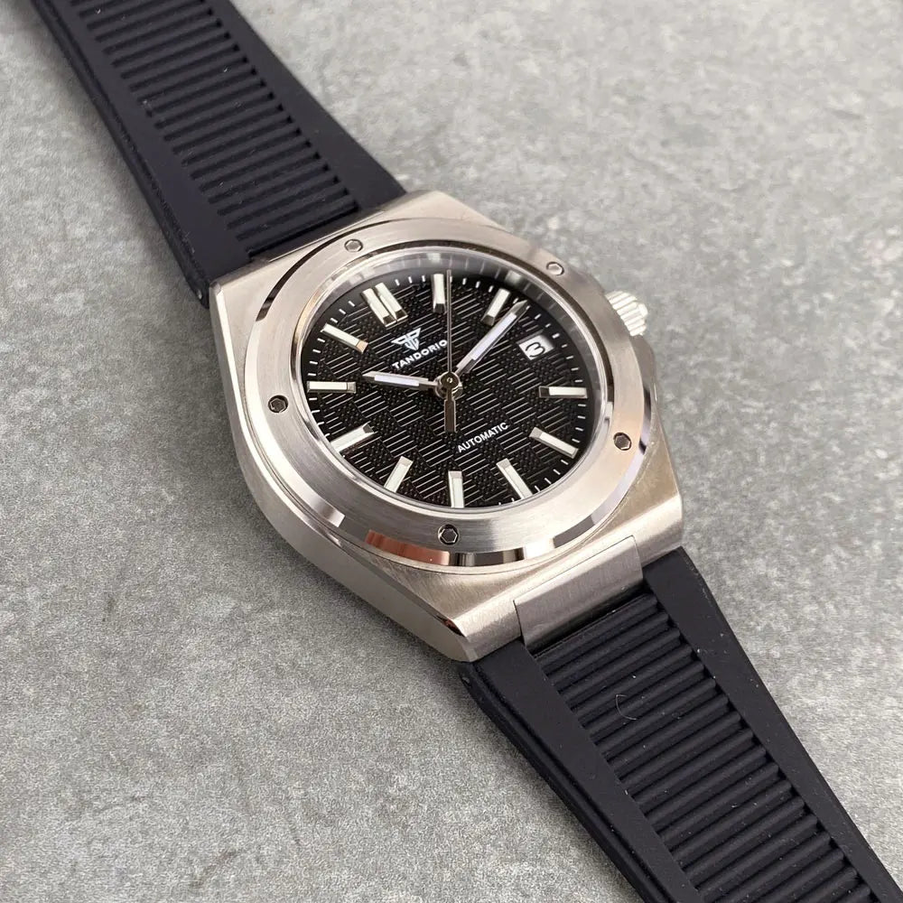 Tandorio 200M Diver 40mm Ice Blue Grid Dial Luminous NH35Automatic Men Watch Sapphire Glass Stainless Steel Bracelet