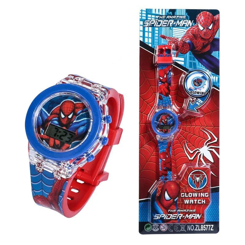 Flash Light Spiderman Kids Watches For Boys Cartoon shark Mickey Children Watch Girls Student Digital Clock Gifts Toy