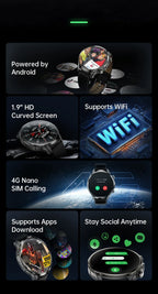 Smart Watch X 1.9'' Display IP67 Washable 2MP Camera 4G Android Watch