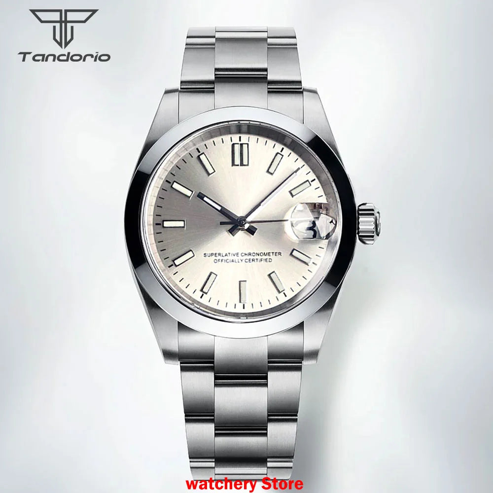 Tandorio Mechanical Watches Mother of Pearl Dial Sapphire Glass NH35 Movement For Datejust Style 200m Waterproof Men's Watches