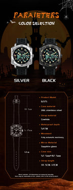 Men's Watch Halloween Theme Sapphire Glass Fully Automatic Movement Luminous Mechanical Watch