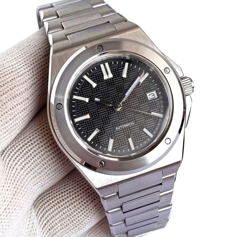 Tandorio 200M Diver 40mm Ice Blue Grid Dial Luminous NH35Automatic Men Watch Sapphire Glass Stainless Steel Bracelet