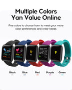 Smart Watch Sport Fitness Bracelet Control Music Message Display Pedometer Bluetooth Connect Smartwatch 116 Alarm Clock Weather