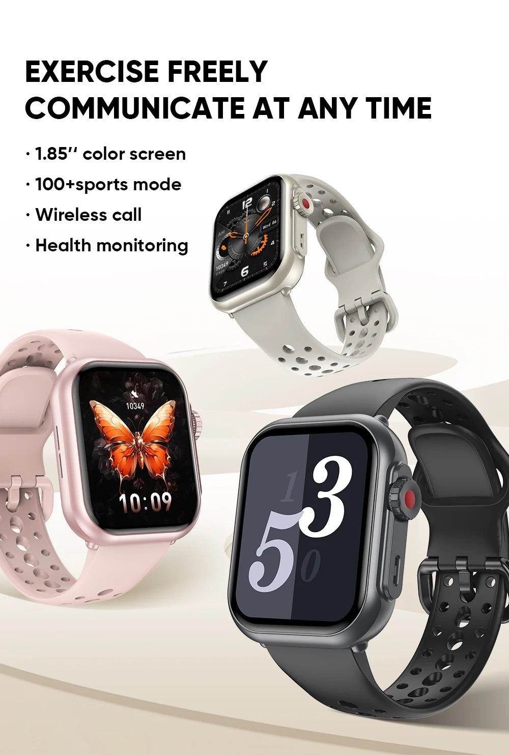 Smart Watch for Men And Women with 1.85" HD Screen 110+ Sport Modes IP68 Waterproof 100-Day Standby Heart Rate & Sleep Monitor