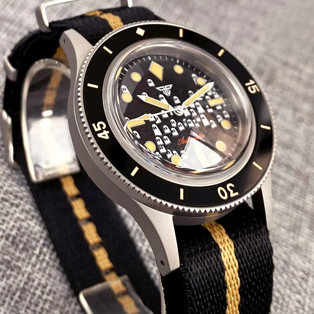 New Tandorio NH35A Automatic Watch for Men 50 Fathoms Ghost Dial Luminous 200m Waterproof Bubble Sapphire Sandblasted 40mm