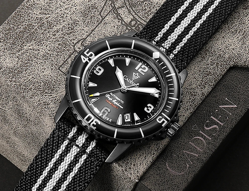 CADISEN Deep Explorer 2025 New Automatic Mechanical Watch Man Canvas Strap Wristwatch MIYOTA  Luxury Luminous Waterproof Watches