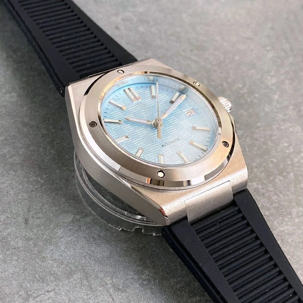 Tandorio 200M Diver 40mm Ice Blue Grid Dial Luminous NH35Automatic Men Watch Sapphire Glass Stainless Steel Bracelet