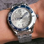 Tandorio 41mm Mechanical NH35 Business Stainless Steel Automatic Watch for Men Sapphire Fashion Wristwatch Date Ceramic Bezel