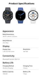 2025 New Smart Watch Series 8   Ultra-thin 1.46 inch Sport Watch Compass IP68 Waterproof Display Bluetooth Call GPS Smart Watch