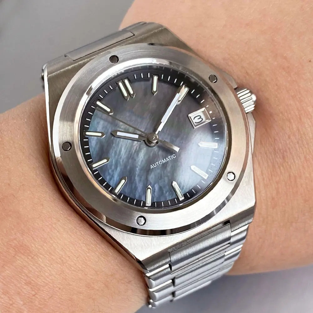 Tandorio Light Blue Mother of Pearl 40mm Sapphire Crystal Glass 100m Waterproof Japan NH35A Automatic Men Mechanical watch