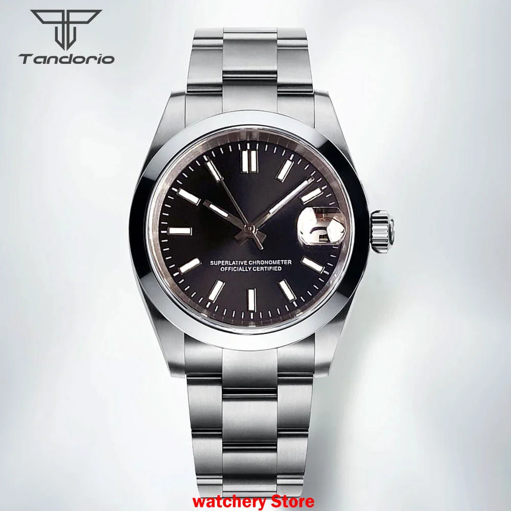 Tandorio Mechanical Watches Mother of Pearl Dial Sapphire Glass NH35 Movement For Datejust Style 200m Waterproof Men's Watches