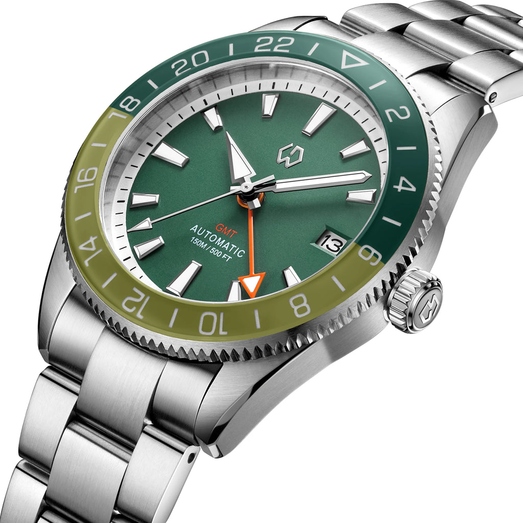 WISHDOIT 2025 New NH34 Men's Sports Automatic Mechanical GMT Sapphire Stainless Steel Waterproof 15 ATM With Rubber Strap