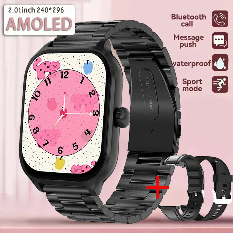 2025 New Smart Watch Men Women Gifts 2.01'' Full Touch Screen Sport Fitness Tracker Smartwatch Men BT Calls Digital smarthwhatch