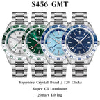 SEESTERN Men of Watch Office GMT Automatic NH34 Movement Sapphire Glass Bezel 20bar Waterproof Diver Mechanical Wristwatch S456